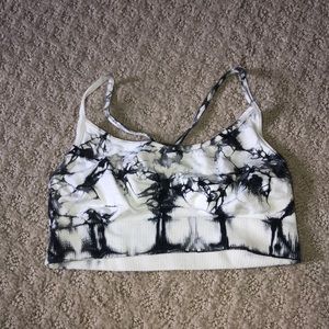black and white tie-dye sports bra